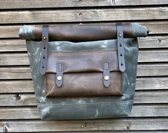 Waxed canvas and leather  Motorbike bag  waterproof bicycle bag    bike accessories