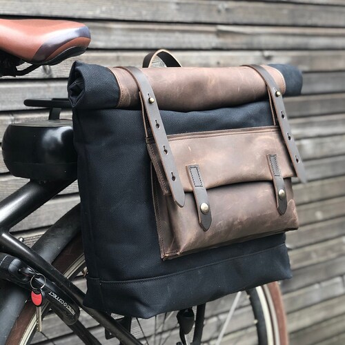 Waxed Canvas Pannier / Bicycle Bag With Flap Bike Accessories Etsy