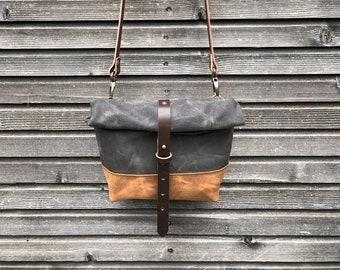 Waxed canvas day bag / small messenger bag / canvas satchel