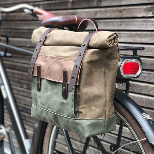 Waterproof Motorcycle Bag Bicycle Bag in Waxed Canvas Bike Etsy