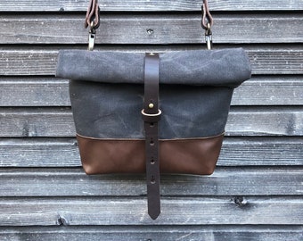 Waxed canvas day bag / small messenger bag / canvas satchel