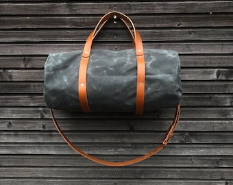 Waxed Canvas Duffle Bag: Leather Weekender Gym Bag