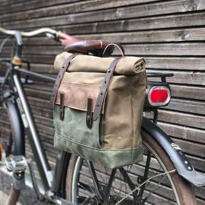 Motorcycle bag in waxed canvas  waterproof saddle bag  bicycle bag bike accessories