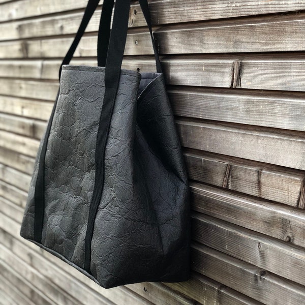 Vegan large tote bag in black Piñatex™  office tote  laptop tote bag COLLECTION UNISEX