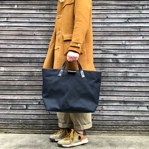 Bolso de mano de lona encerada, bolso de mano con asas y fondo de piel COLECCIÓN UNISEX