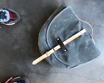 Waxed canvas pannier / bicycle bag  with flap, bike accessories