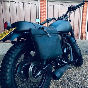 Black waterproof motorcycle bag made in waxed canvas