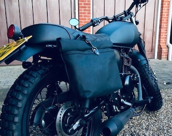 Black Waterproof Motorcycle Bag Made in Waxed Canvas - Etsy