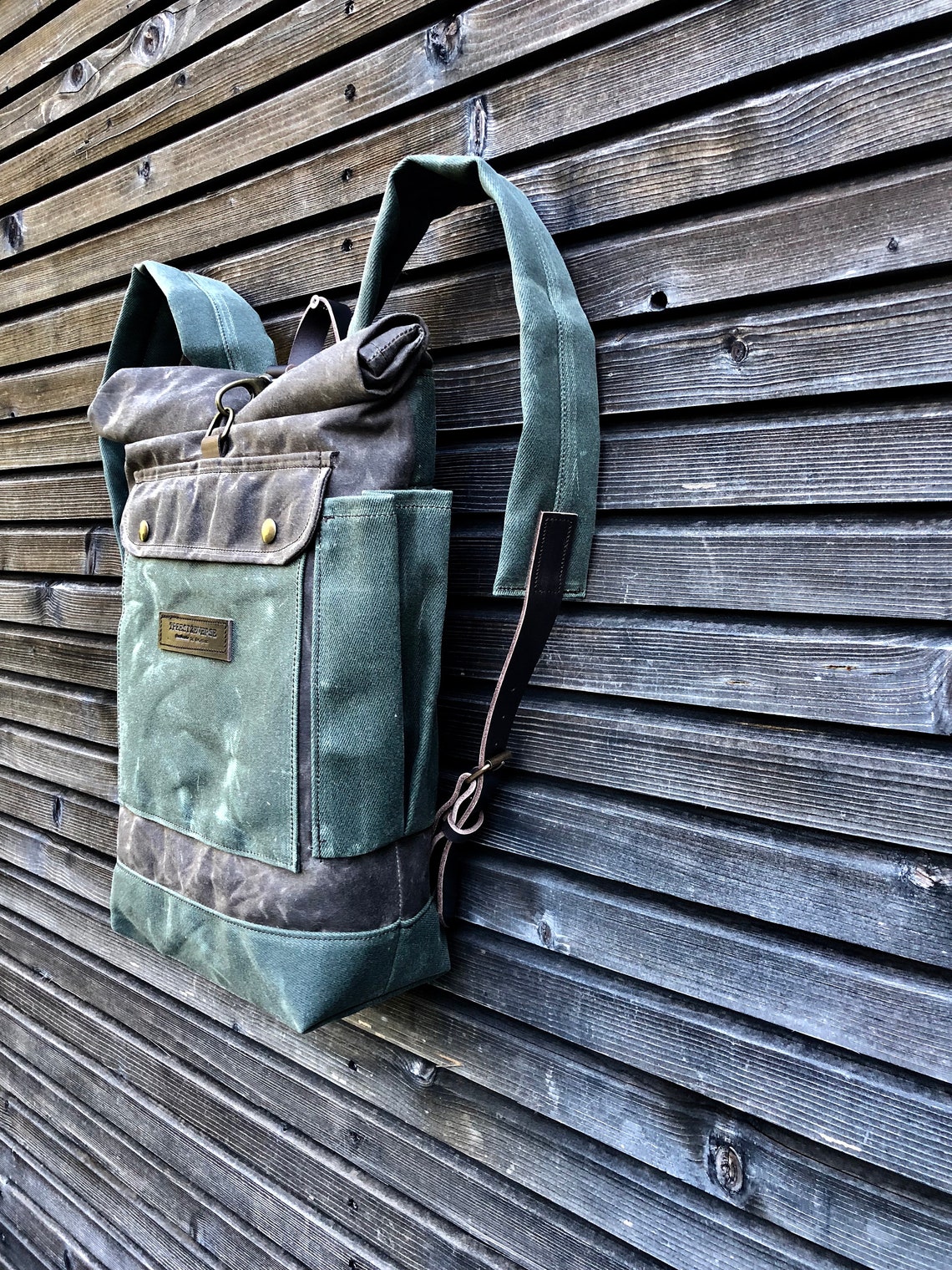 Waxed Canvas Rucksack / Waterproof Backpack With Roll up Top Etsy UK