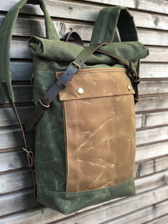 olive green canvas backpack