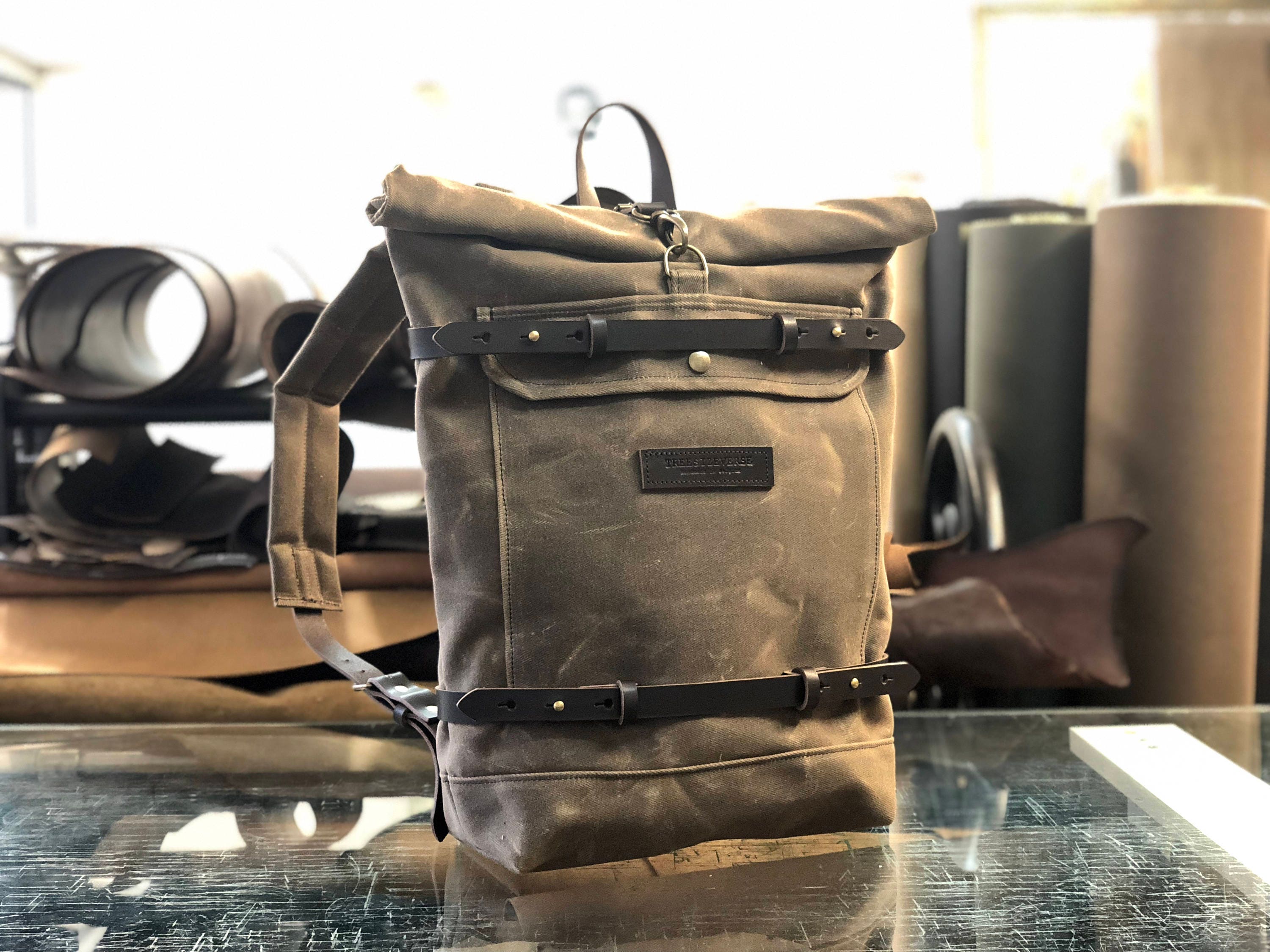 waxed canvas backpack etsy