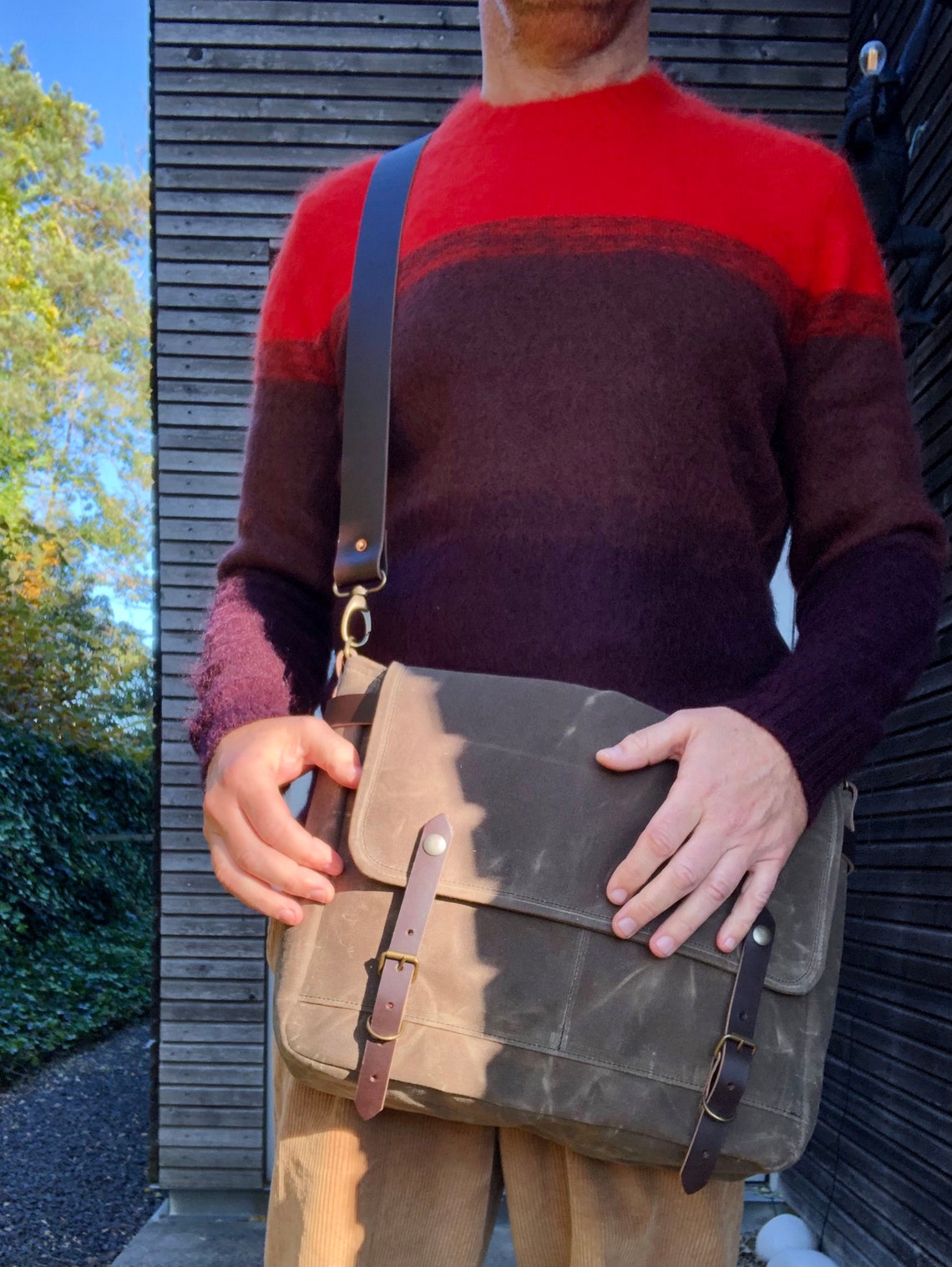 Field Tan Messenger Bag in Waxed Canvas / Musette With Etsy