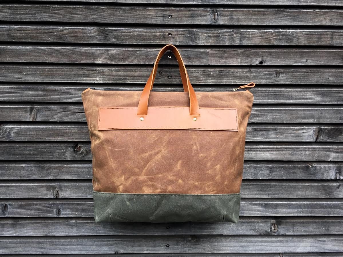 Waxed Canvas Pannier Tote Bag With Zipper Closure / Waterproof Etsy