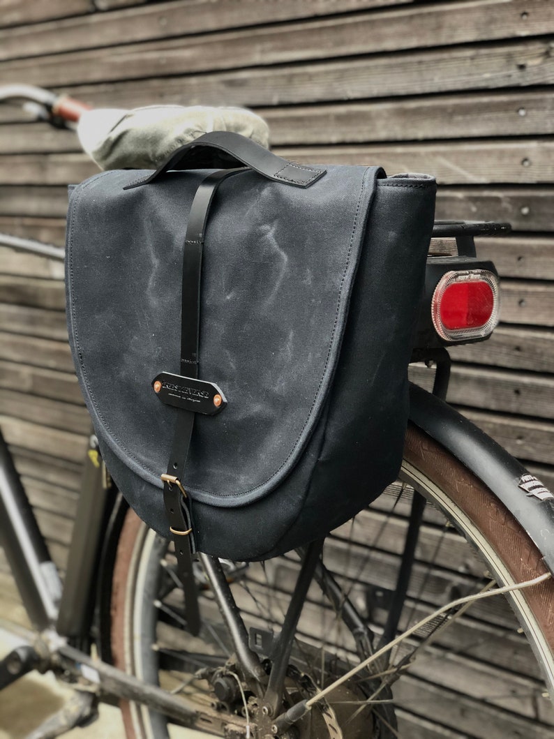 Waxed Canvas Pannier / Bicycle Bag With Flap Bike Accessories Etsy