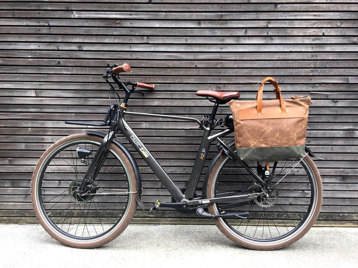 Waxed Canvas Pannier Tote Bag With Zipper Closure Waterproof Bicycle Tote Bag Etsy Ireland