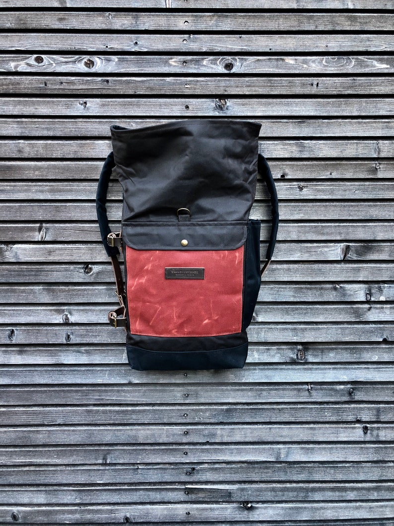 Waxed canvas backpack with detachable leather side straps and Etsy