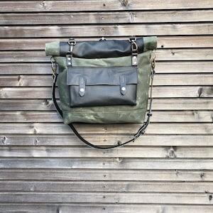 Wasserdichte Motortas van gewaxt Leinwand und leer mit afneembare schouderriem fitaccessoires