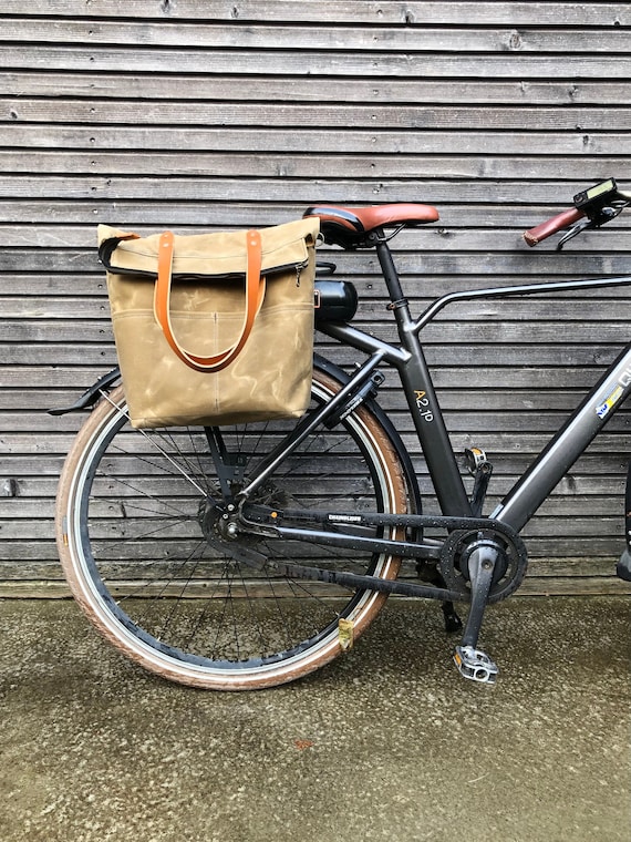 Bike Pannier Diaper Bag Convertible Into Bicycle Bag in Waxed Canvas With Zipper Closure and Cross Body Strap Etsy