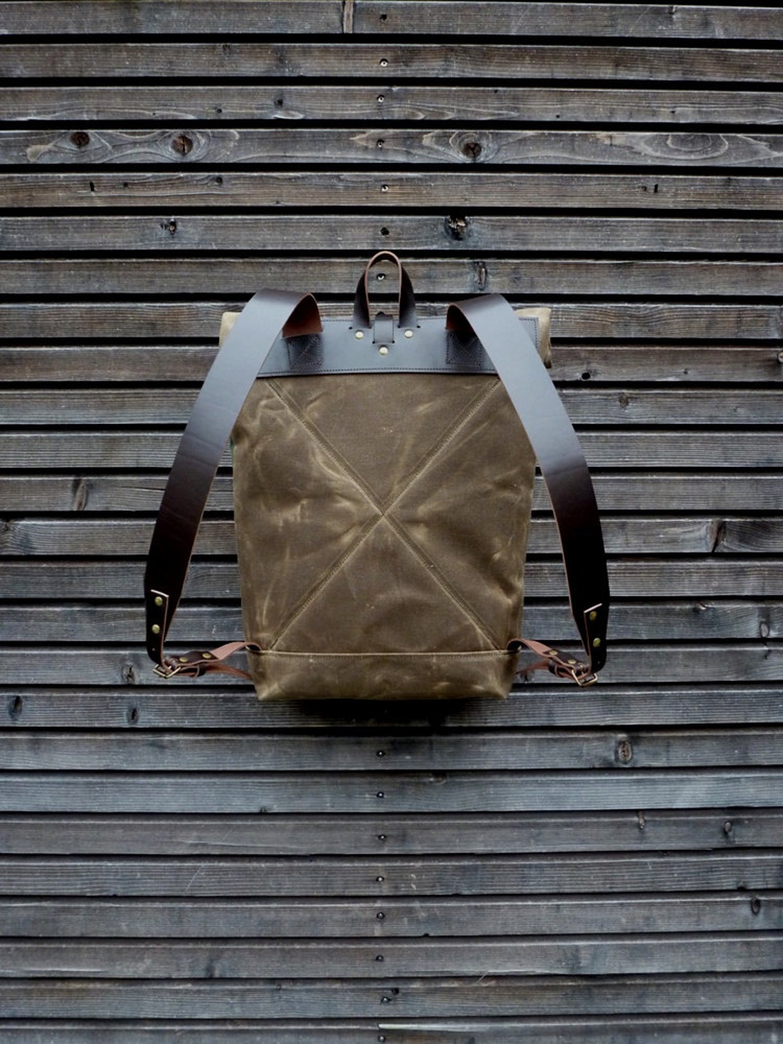 waxed canvas backpack etsy