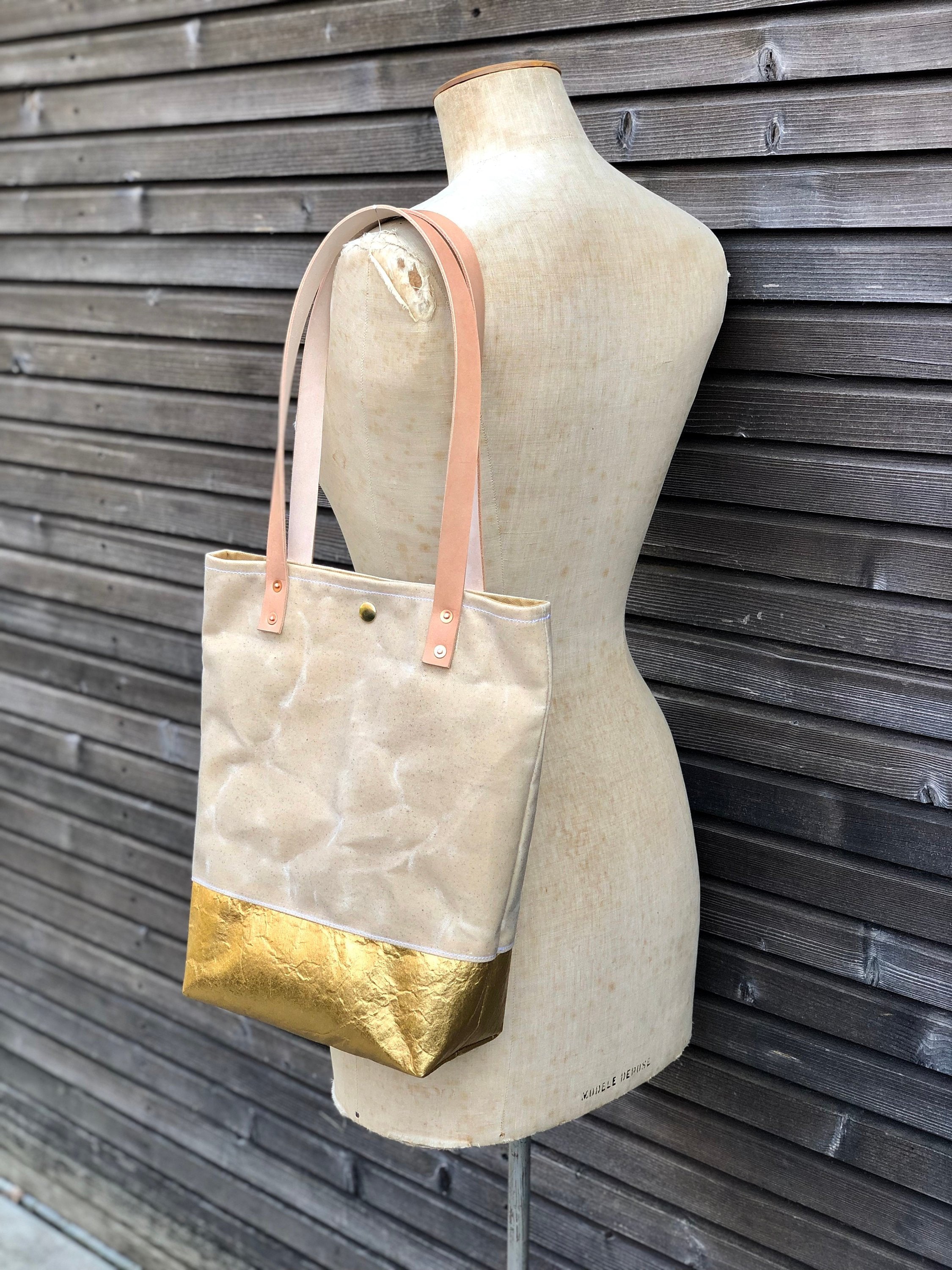 Waxed Canvas and Piñatex™ Tote Bag Eco Friendly Simple Tote - Etsy