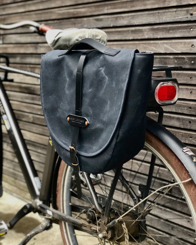 Waxed Canvas Pannier / Bicycle Bag With Flap Bike Accessories Etsy