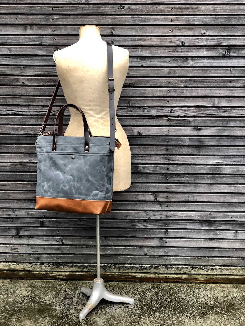 Waxed Canvas Tote Bag Carry All Diaper Bag With Padded Etsy UK