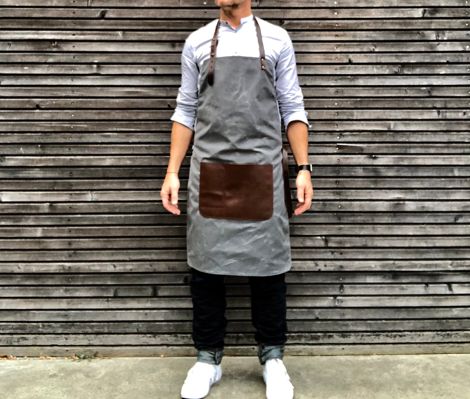 Waxed Canvas and Leather Apron / Craftsman's Apron / Etsy