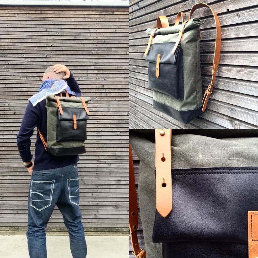 Sac a dos toile ciree sale