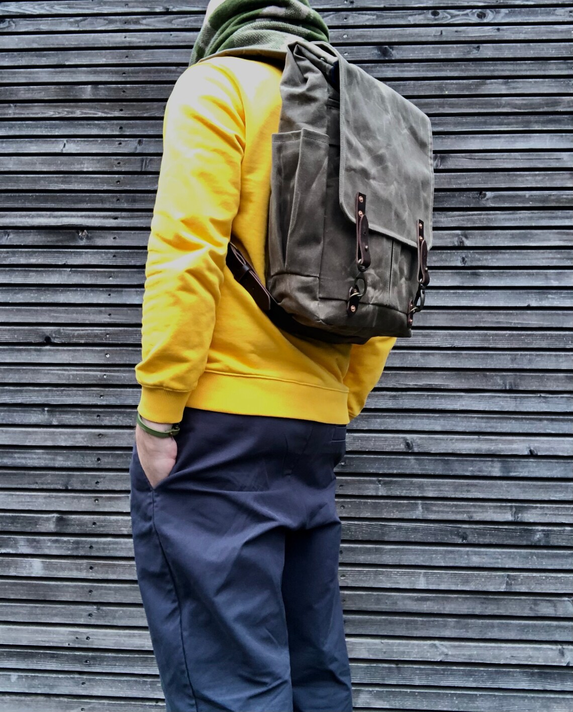 Waxed Canvas Backpack Medium Size / Hipster Backpack With Etsy