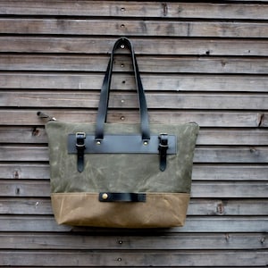 Waxed canvas pannier / bicycle bag with zipper closure / tote bag / bike accessories image 3