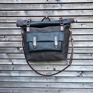 Motorradtasche aus gewachstem Canvas mit abnehmbaren Schultergurt aus Leder Motorradtasche Satteltasche Fahrradzubehör