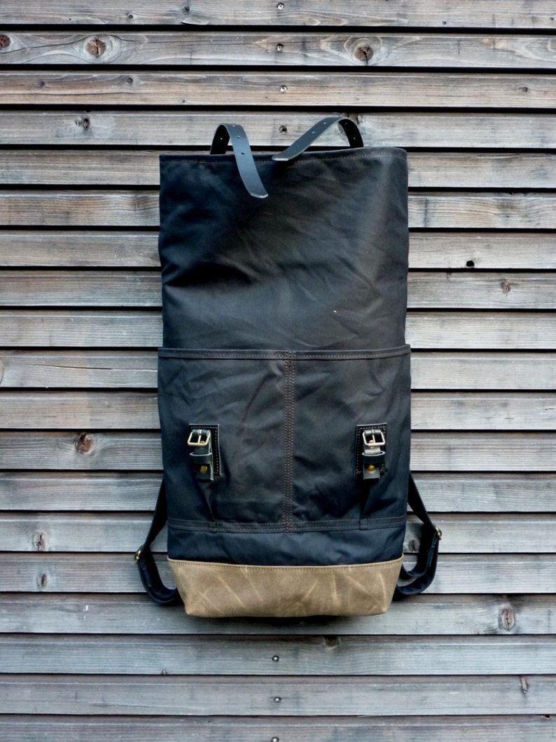 Waxed Canvas Rucksack/backpack With Folded Top and Double - Etsy