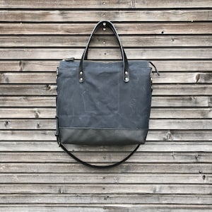 Black Waxed Canvas Leather Work and Travel Tote Bag Diaper - Etsy