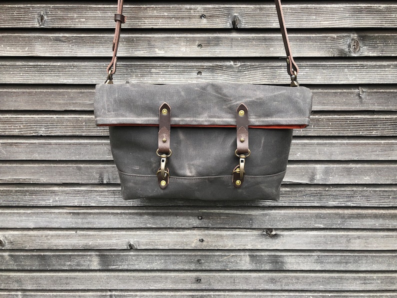Field Bag Made in Waxed Canvas and Leather Satchel / Messenger - Etsy
