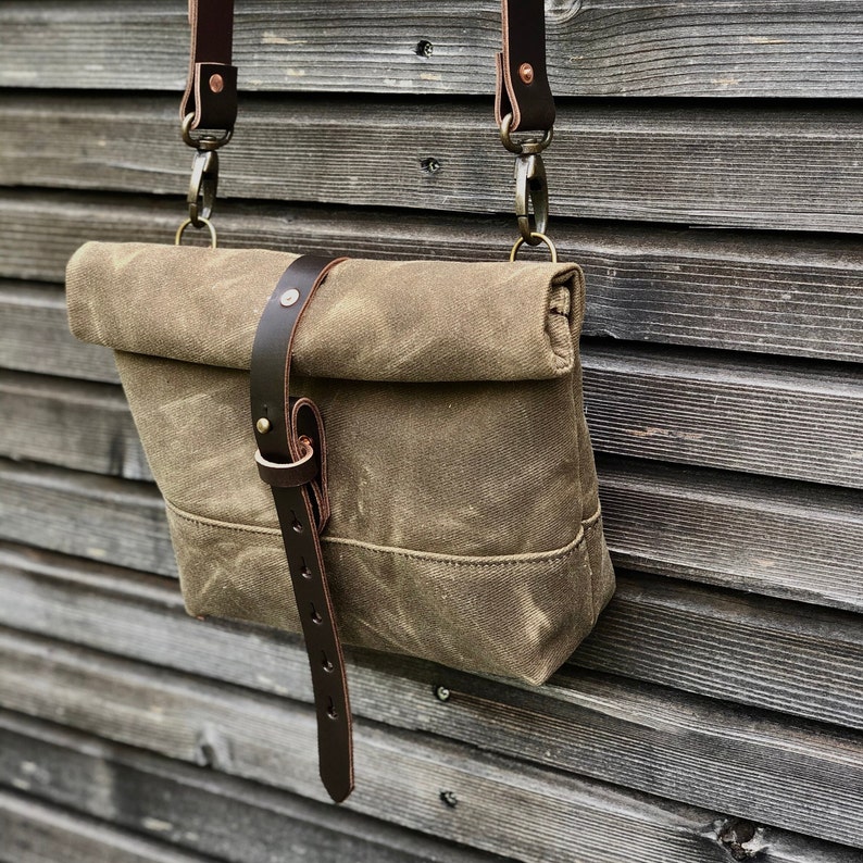 Waxed canvas daybag / satchel image 1