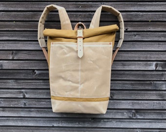 Dry Waxed Canvas Backpack: Unisex Rucksack with Leather Straps