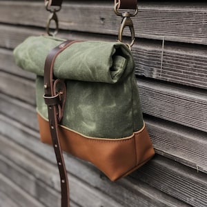 Sac de jour en toile cirée / petit sac messager / sacoche en toile