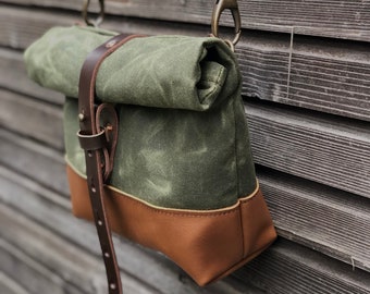 Waxed canvas day bag / small messenger bag / canvas satchel