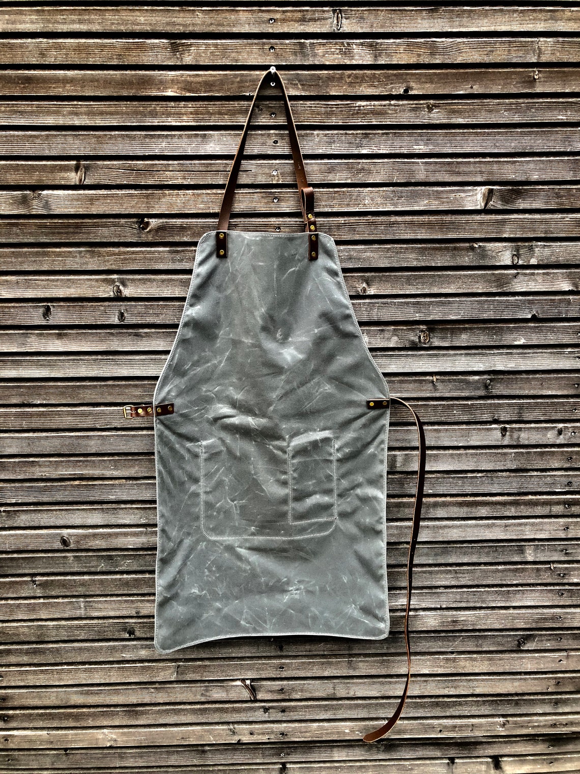 Waxed Canvas and Leather Apron / Craftsman's Apron / Etsy