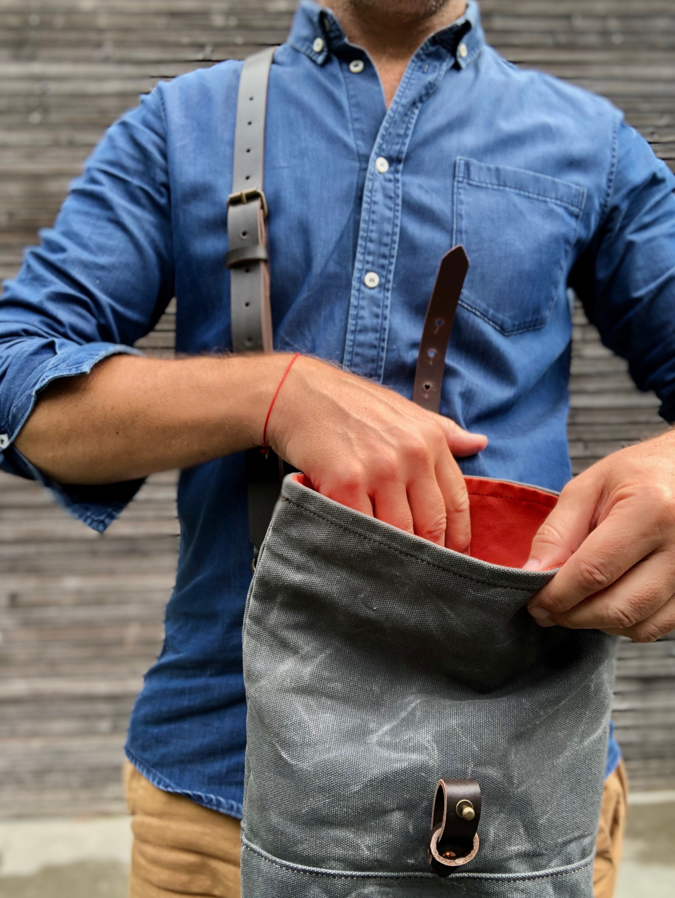 Waxed Canvas Day Bag / Small Messenger Bag/ Kangaroo Bag With 