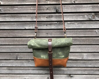 Waxed Canvas Day Bag / Small Messenger Bag / Canvas Satchel