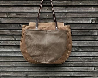 Draagtas/kantoortas van gewaxt canvas