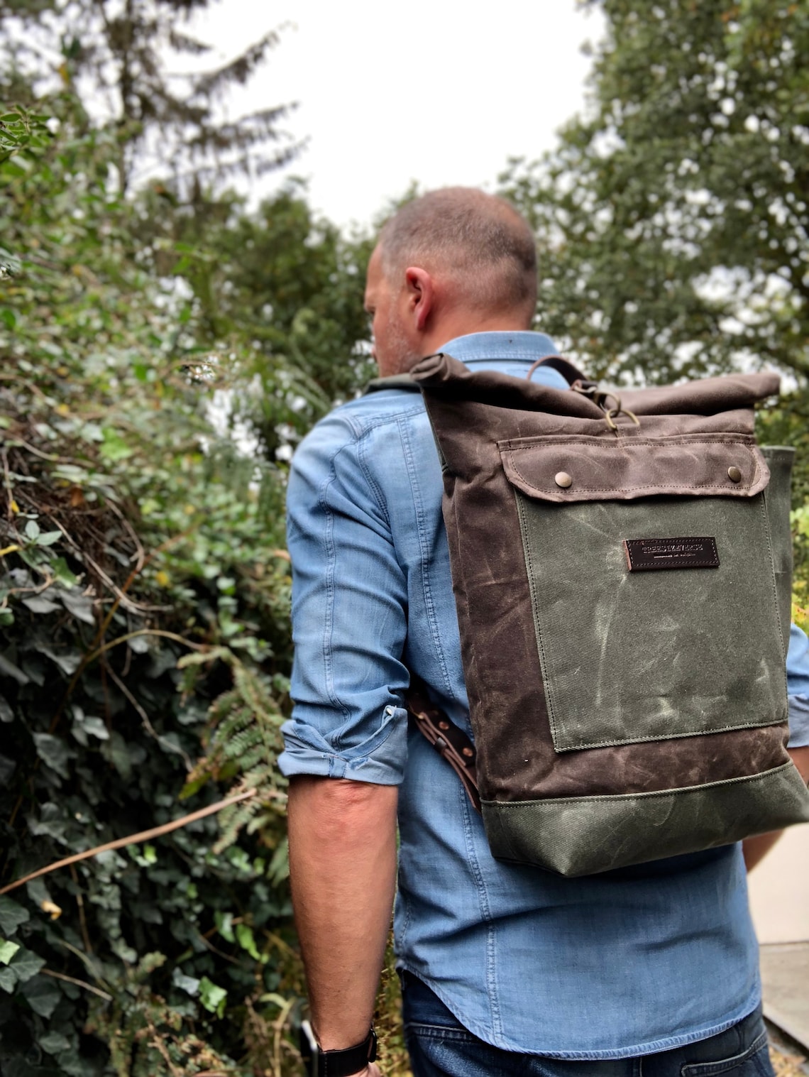 Waxed Canvas Rucksack / Waterproof Backpack With Roll up Top Etsy UK