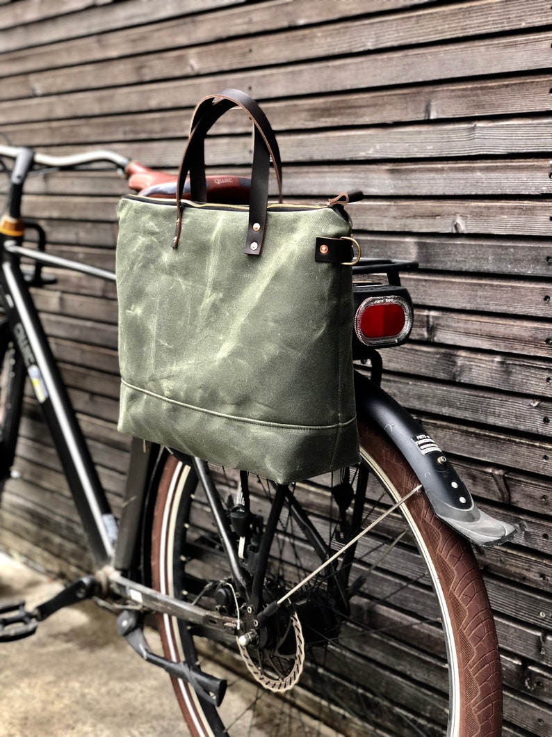 Waxed Canvas Pannier / Bicycle Bag With Zipper Closure / Cycle Etsy