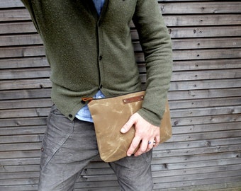 Waxed canvas large pouch  bag organizer