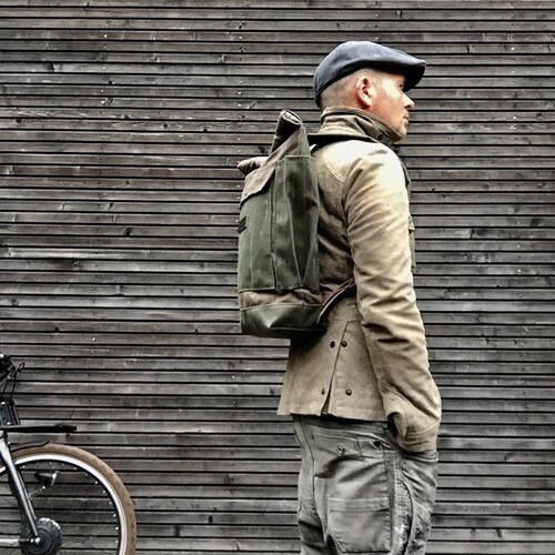 Waxed Canvas Roll Top Rucksack: Waterproof Unisex Backpack