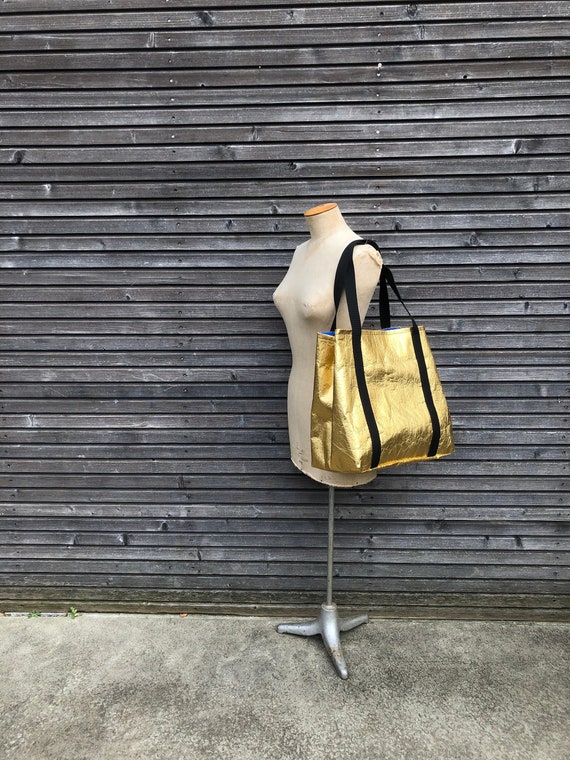 Gold Fashion Vegan Leather Large Tote