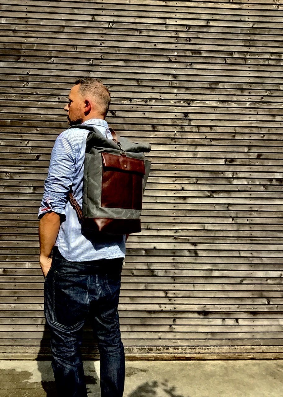 waxed canvas backpack etsy