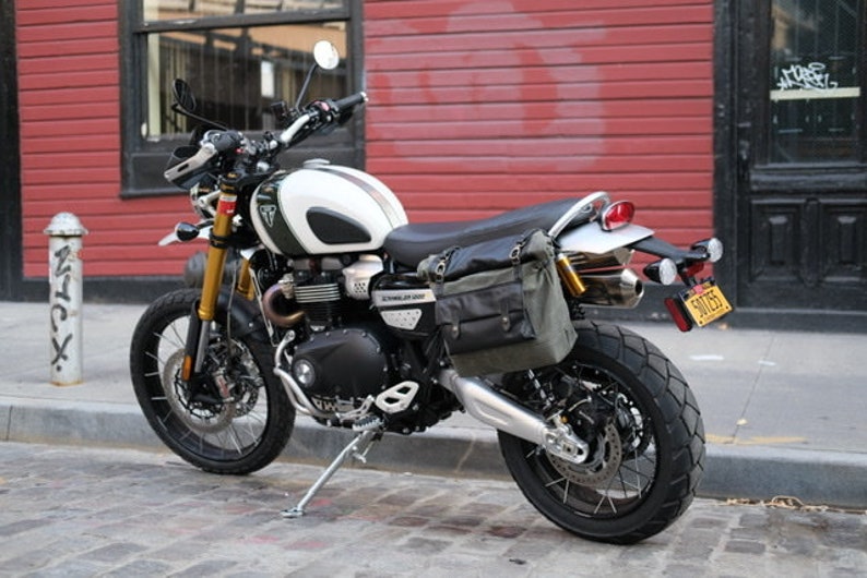 waxed canvas saddle bag motorcycle