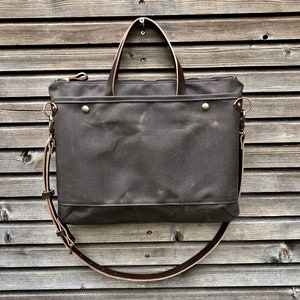 Briefcase in Waxed Canvas and Leather COLLECTION UNISEX - Etsy